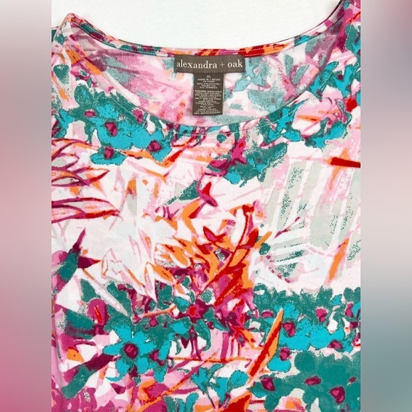 ALEXANDRA+OAK NWT Pink Coral Combo Printed Shift Dress 3/4 Gentle Bell Sleeve XL - Picture 9 of 11